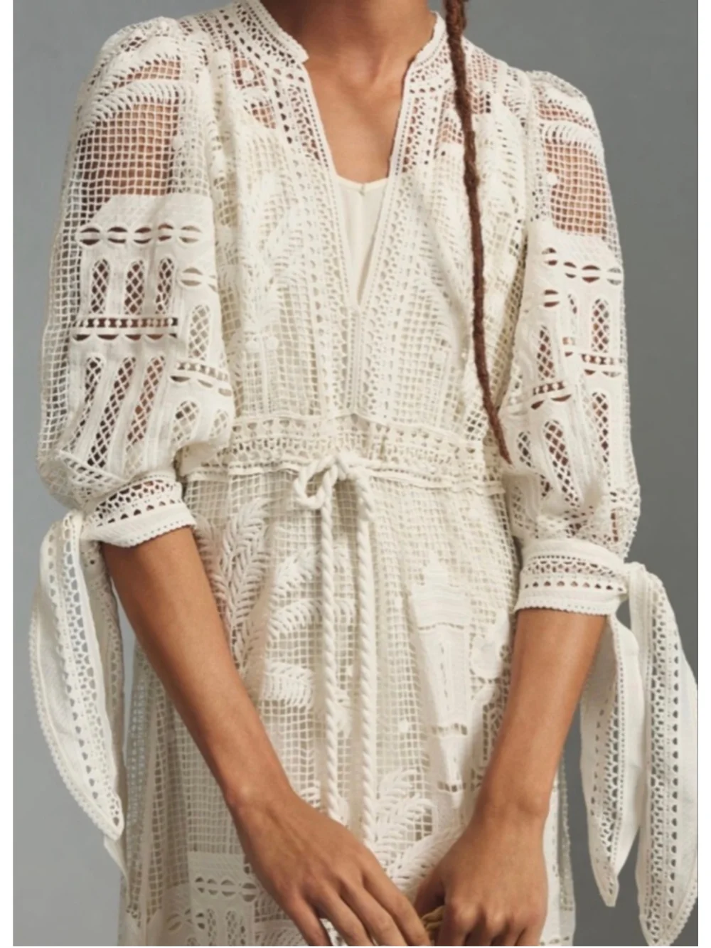FARM Rio Morada Boa Guipure Lace Maxi Dress Cream - Picture 6 of 12